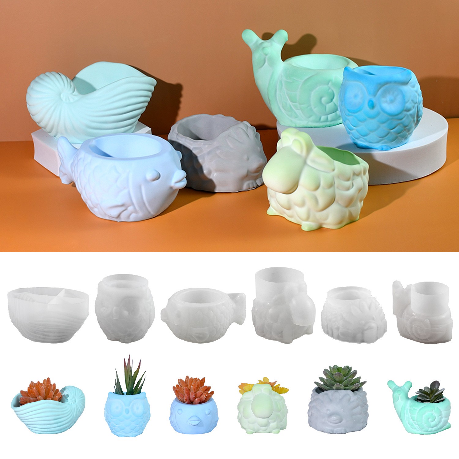 Succulent Set - 3D Animale Vaso di Fiori Stampo