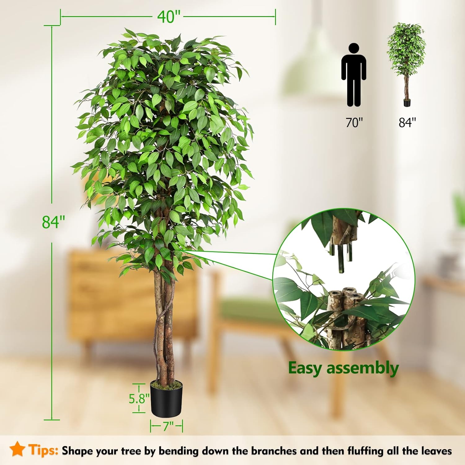 Albero di Ficus Artificiale Re - Fiddle Leaf Fig recensione e prezzo